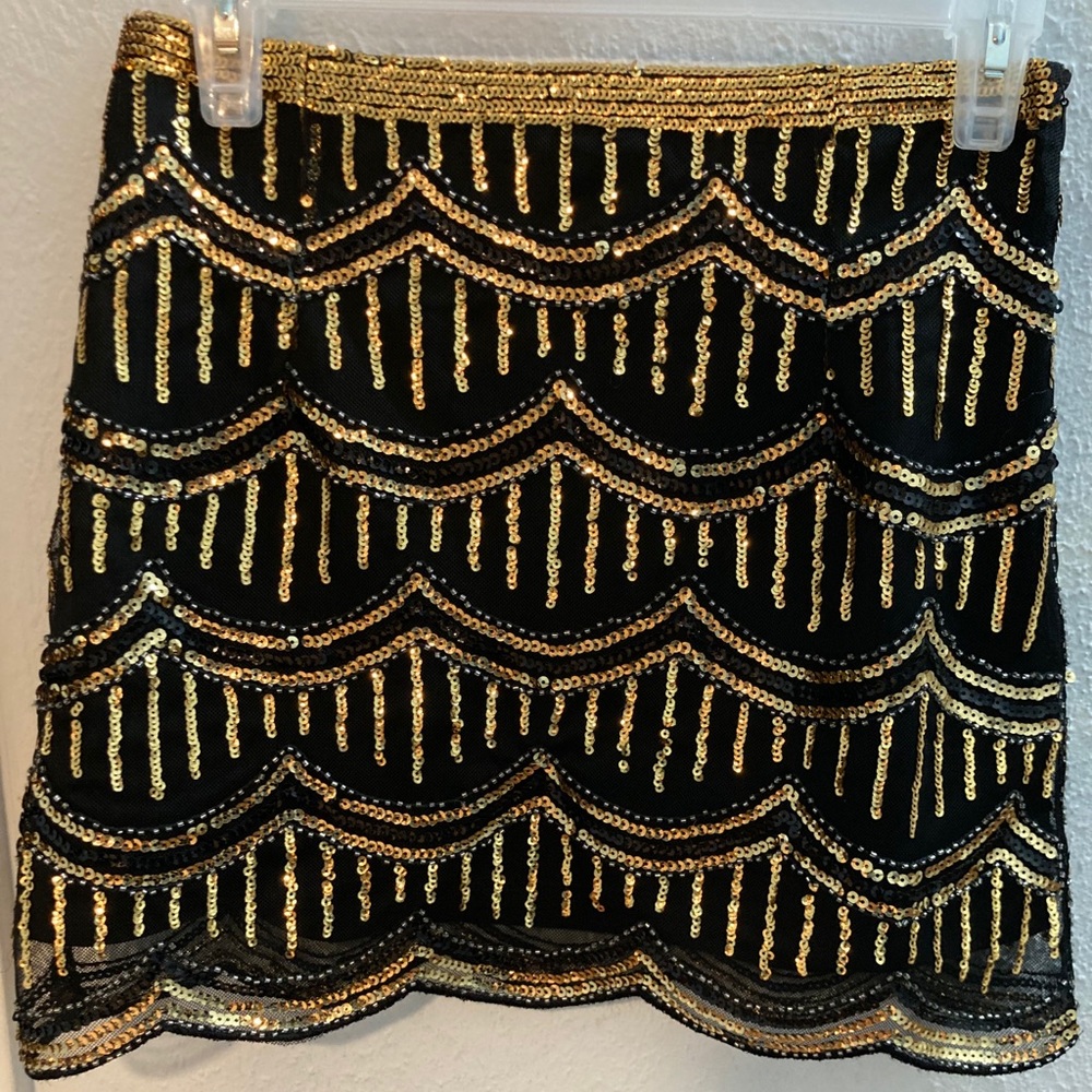 Gianni bini Gold and black embellished skirt